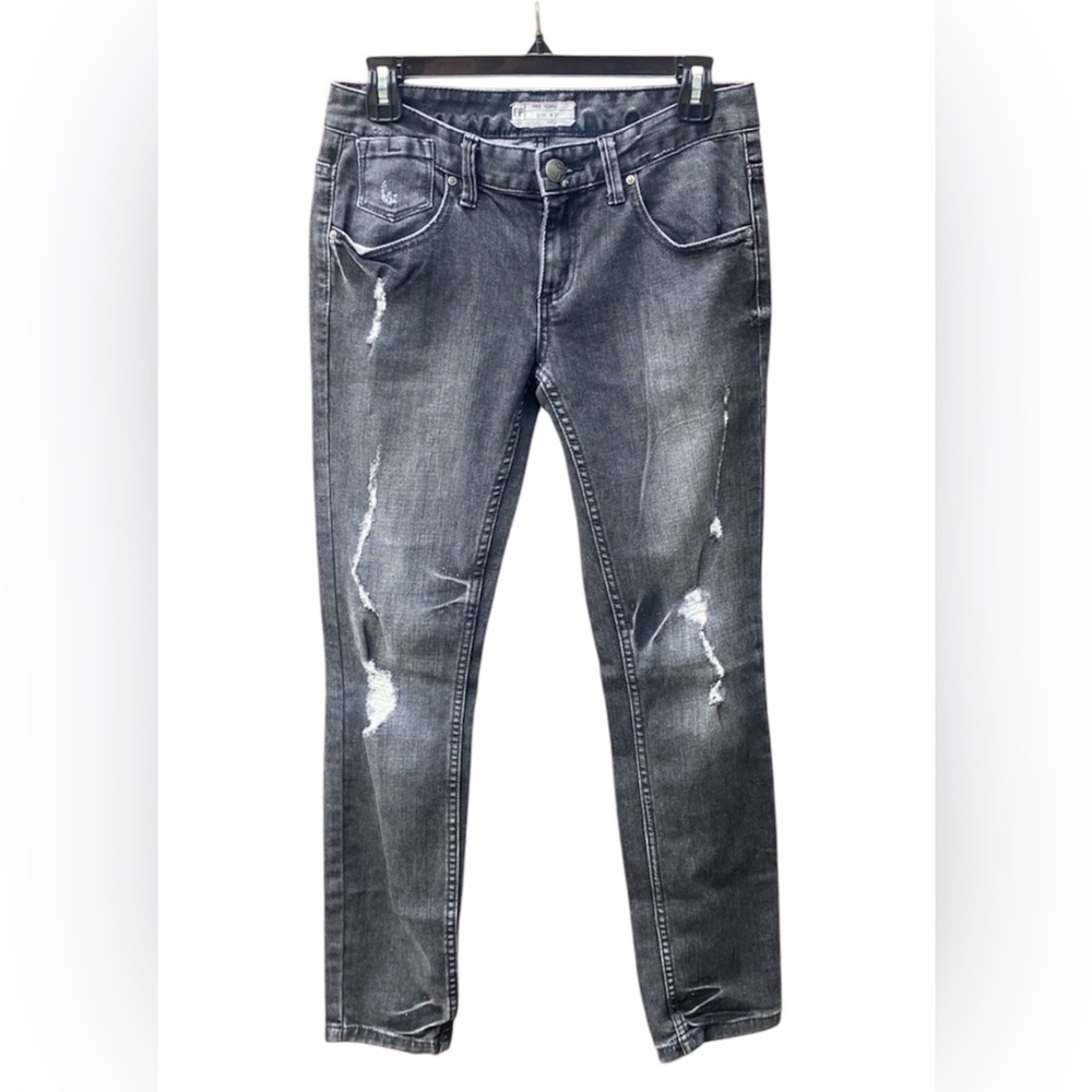 Free People Washed Black Distressed Skinny Jeans - 27